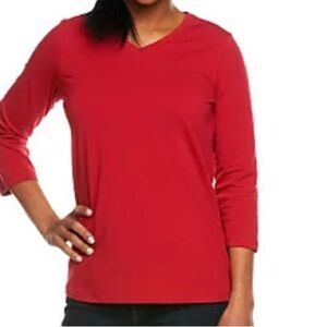 Denim & Co. Essentials Perfect Jersey 3/4 Sleeve Top  (RED) - size: XL - New